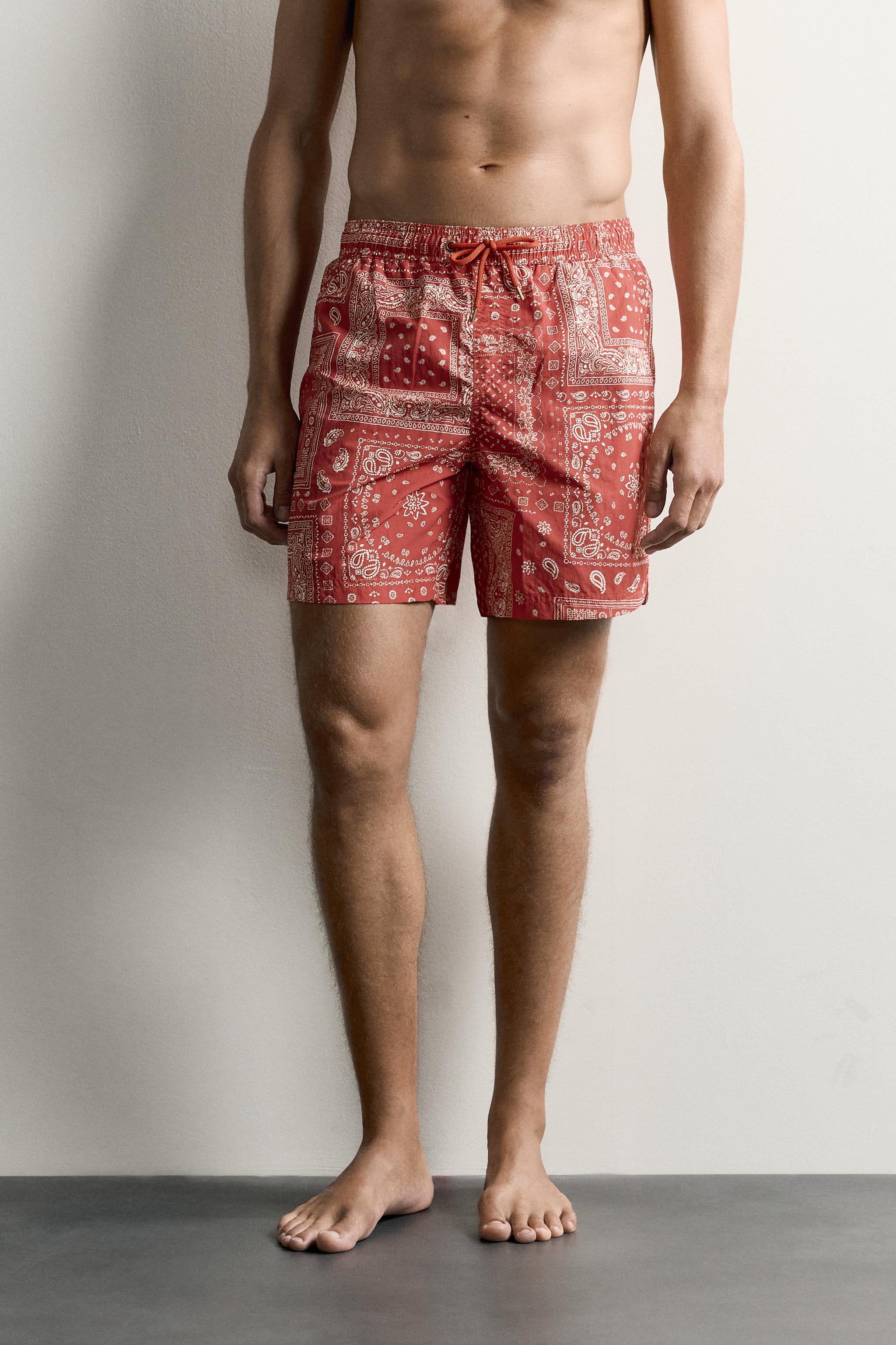 BANDANA PRINT LONG SWIM SHORTS